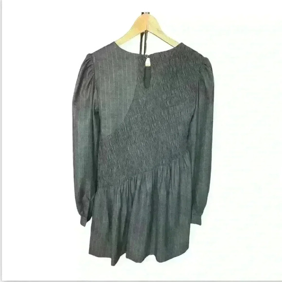 Jacquie the label Tiered Minidress size S charcoal gray with pinstripes. - Picture 3 of 8